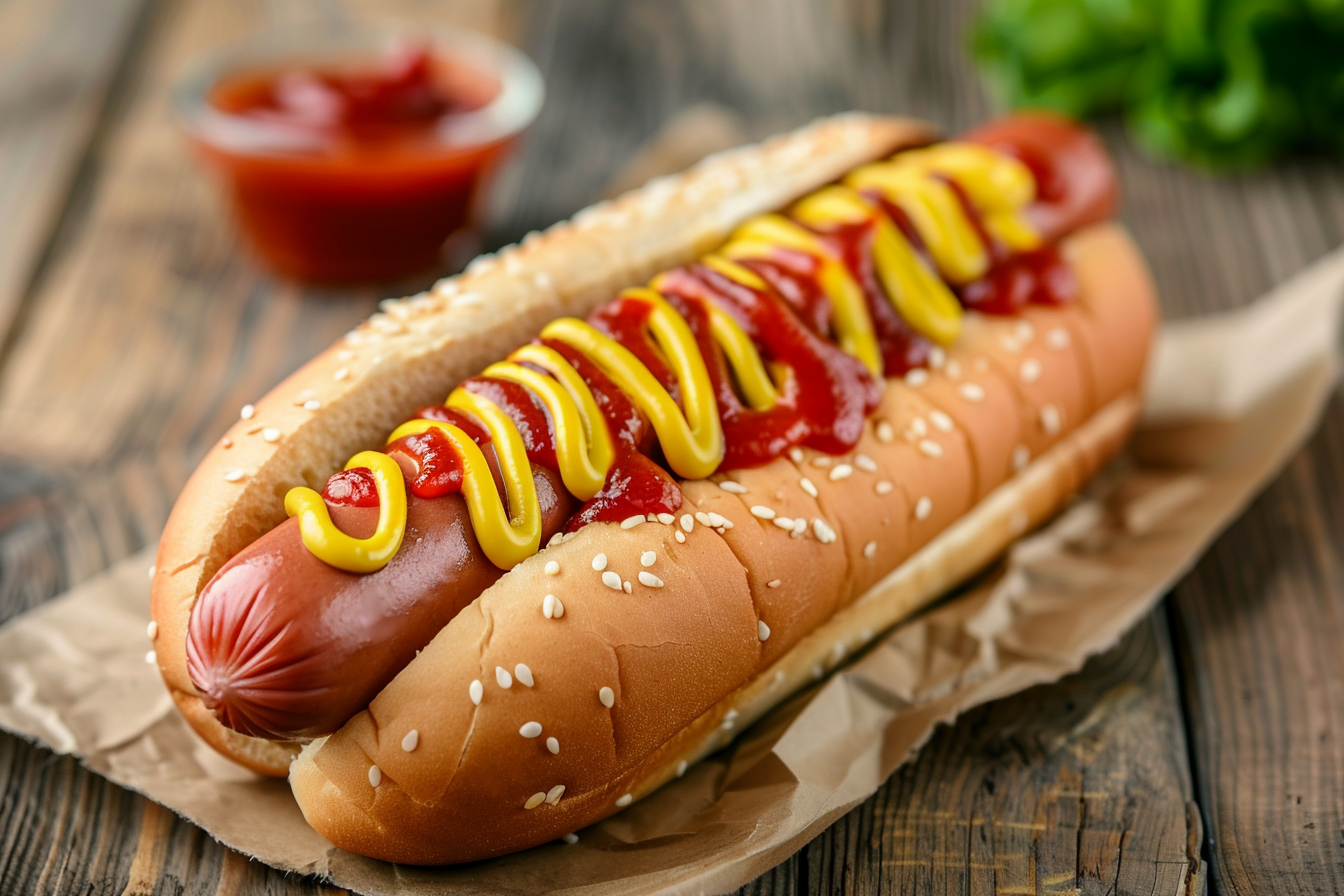 Image gratuite Hot-dog classique avec moutarde et ketchup 4