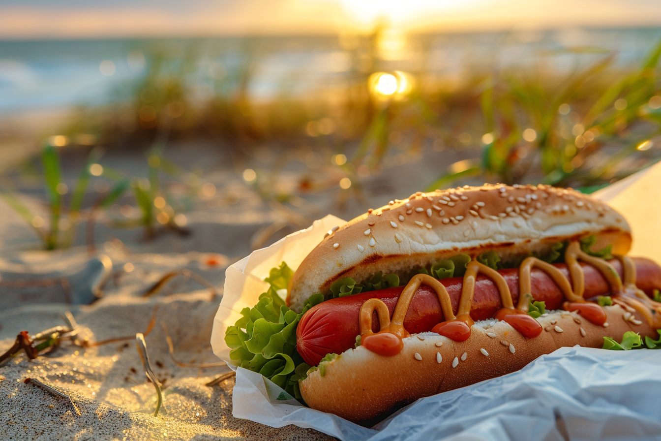 Image gratuite Hot-dog lors d&rsquo;un pique-nique sur la plage 1