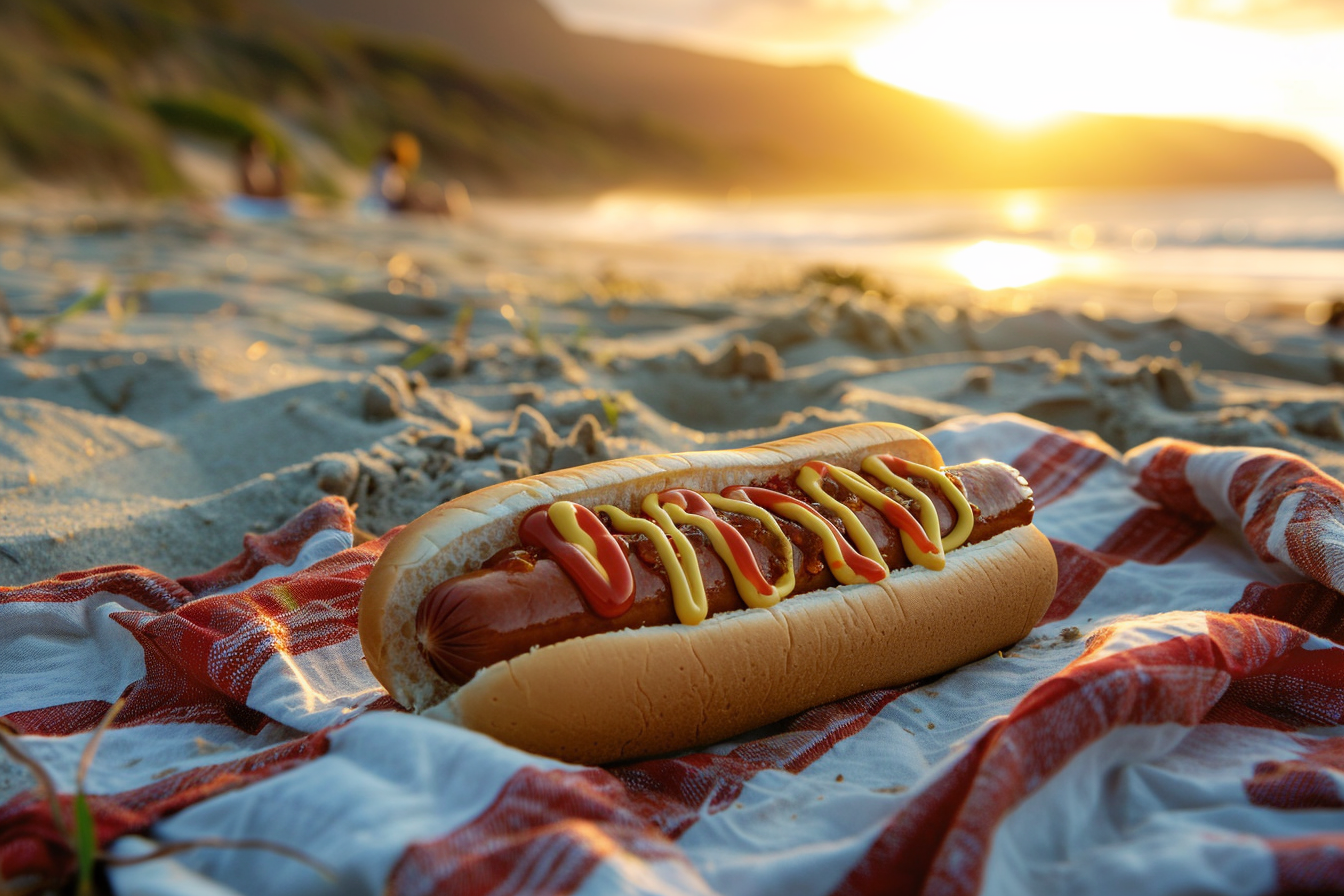 Image gratuite Hot-dog lors d&rsquo;un pique-nique sur la plage 2