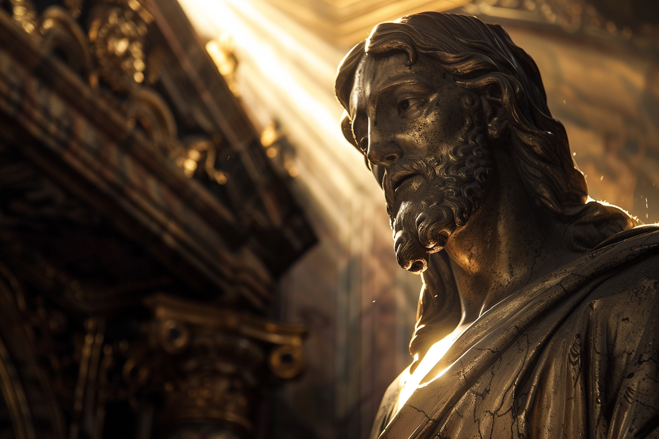 Image gratuite Image rétroéclairée statue Christ, chapelle sombre 2