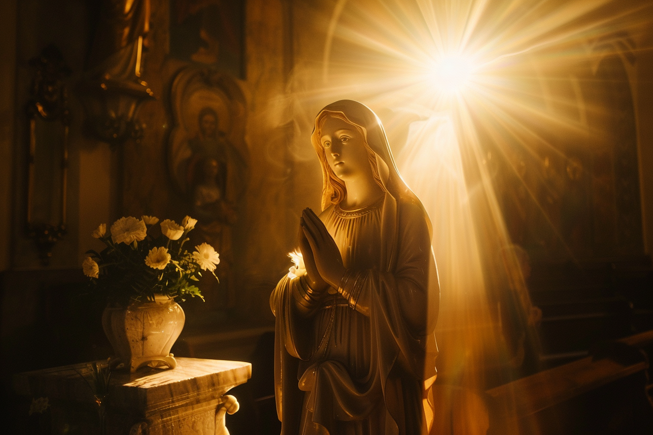 Image gratuite Image rétroéclairée statue Sainte Mère chapelle sombre 1
