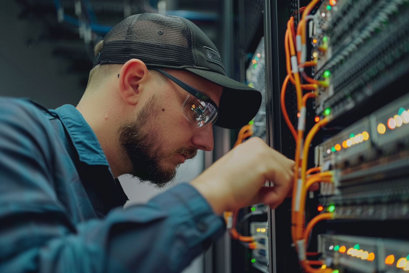 Image gratuite Ingénieur réseau configurant des serveurs 3