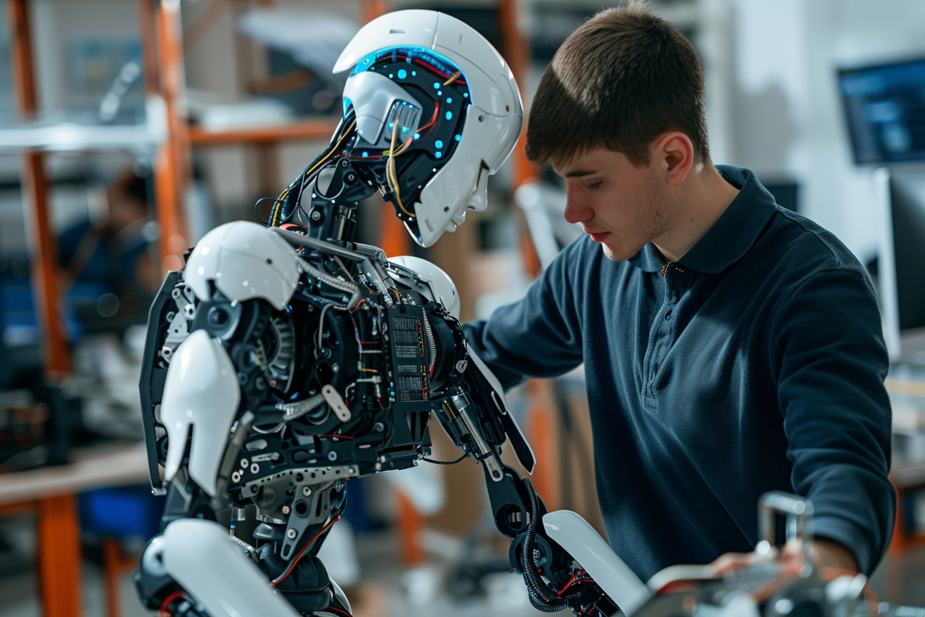 Image gratuite Ingénieurs en robotique, construction de robot 1