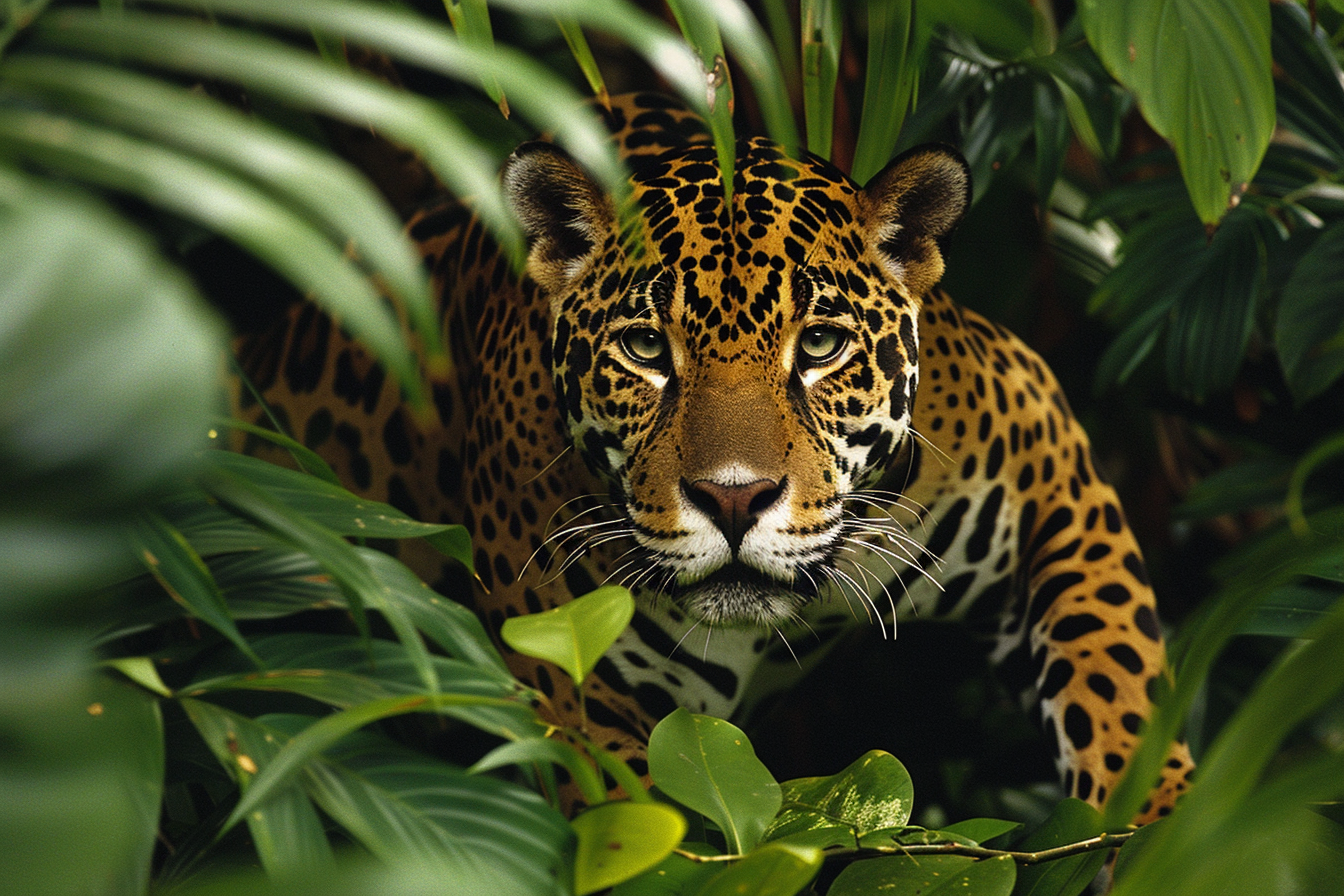 Image gratuite Jaguar rôdant dans forêt tropicale 1