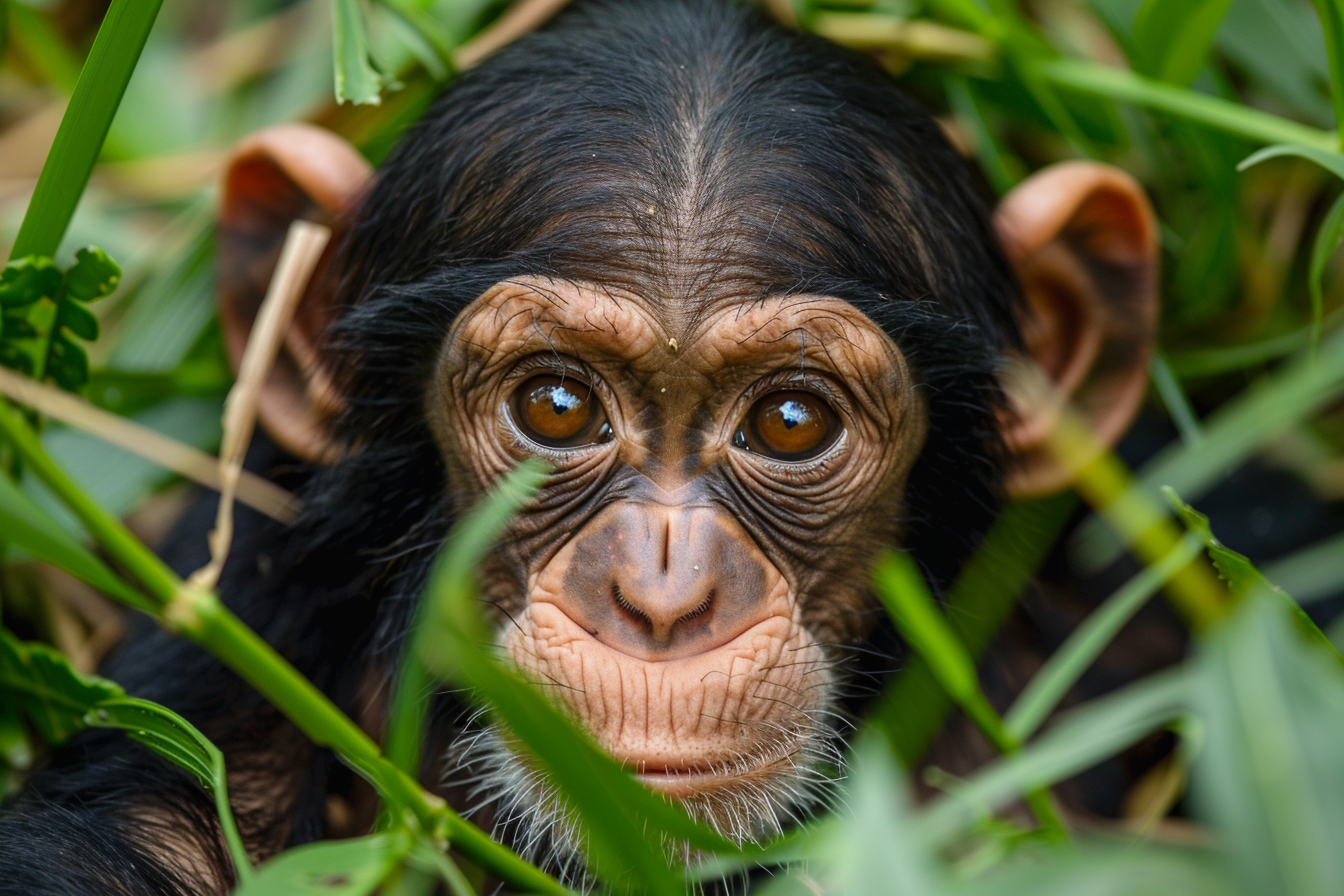 Image gratuite Jeune chimpanzé explorant son environnement 1