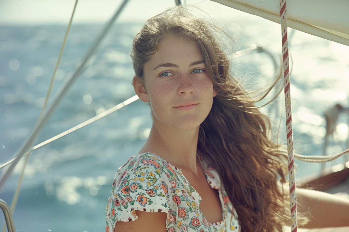 Image gratuite Jeune femme debout sur le pont d&rsquo;un voilier 1