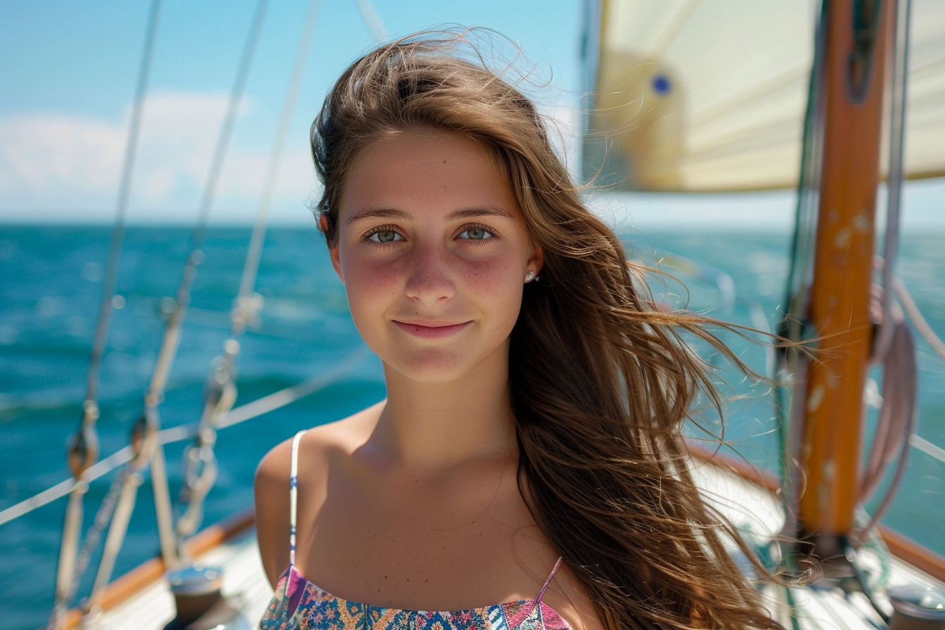 Image gratuite Jeune femme debout sur le pont d&rsquo;un voilier 4
