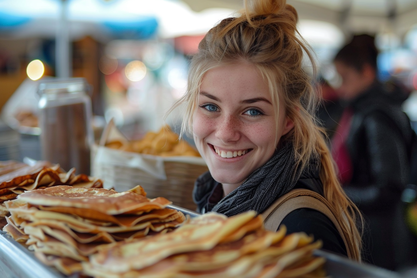 Image gratuite Jeune femme déguste crêpes matin Chandeleur 2