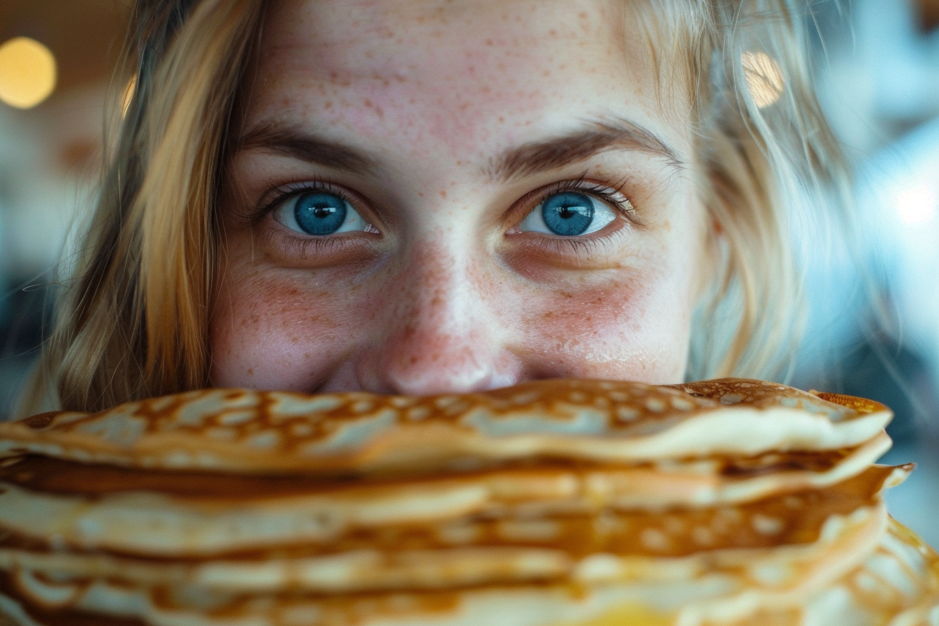 Image gratuite Jeune femme déguste crêpes matin Chandeleur 3
