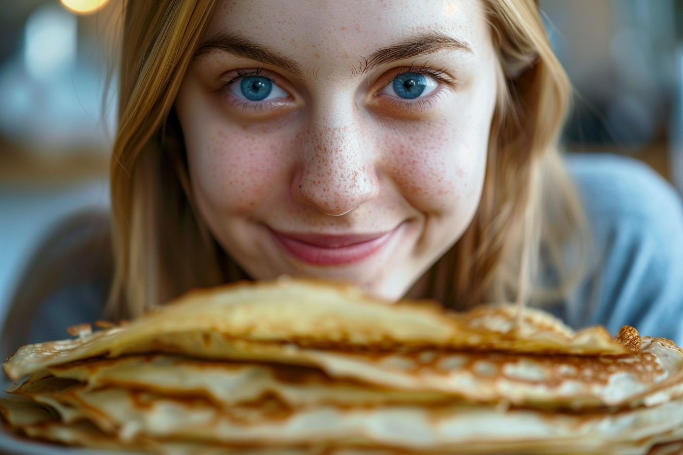 Image gratuite Jeune femme déguste crêpes matin Chandeleur 4