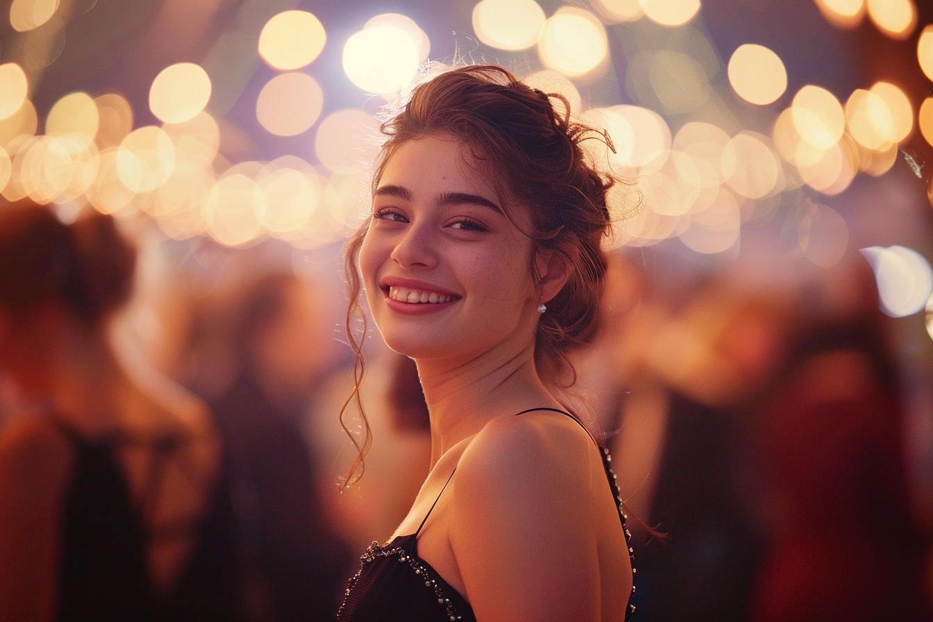 Image gratuite Jeune femme en robe de soirée souriante 2