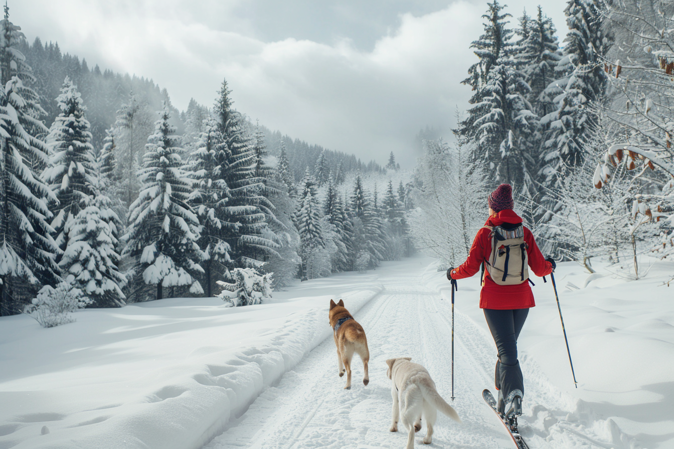 Image gratuite Jeune femme faisant du ski de fond en montagne 1
