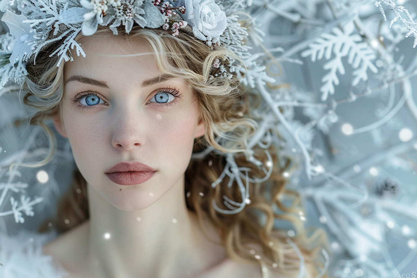 Image gratuite Jeune femme fée de Noël sur fond argenté 3