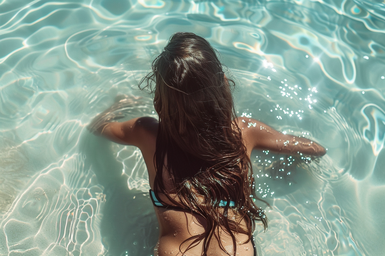 Image gratuite Jeune femme nageant dans l&rsquo;eau claire de l&rsquo;océan 3