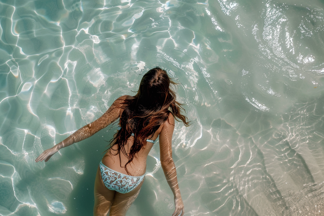 Image gratuite Jeune femme nageant dans l&rsquo;eau claire de l&rsquo;océan 4