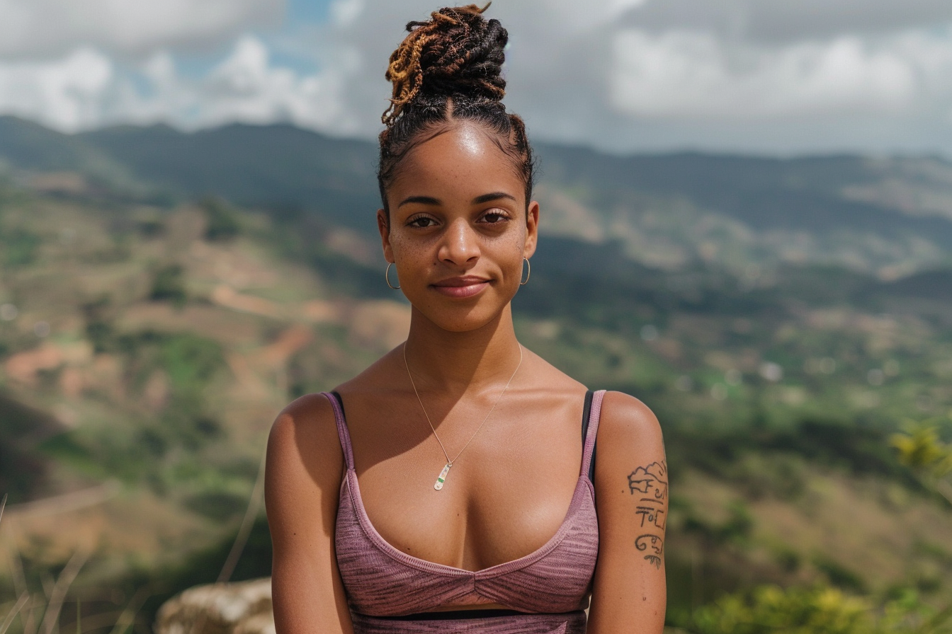 Image gratuite Jeune femme pratiquant le yoga en montagne 3