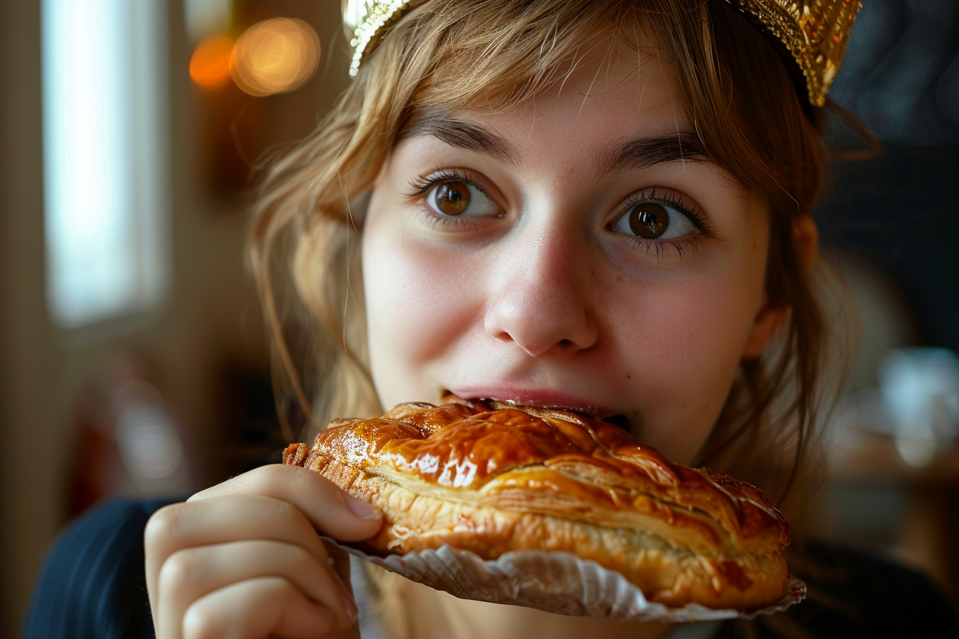 Image gratuite Jeune femme savoure Galette des Rois 2