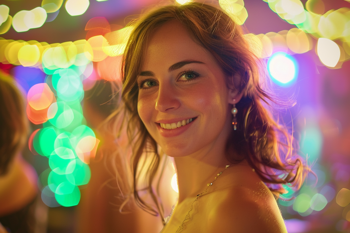 Image gratuite Jeune femme souriante en robe de cocktail 3