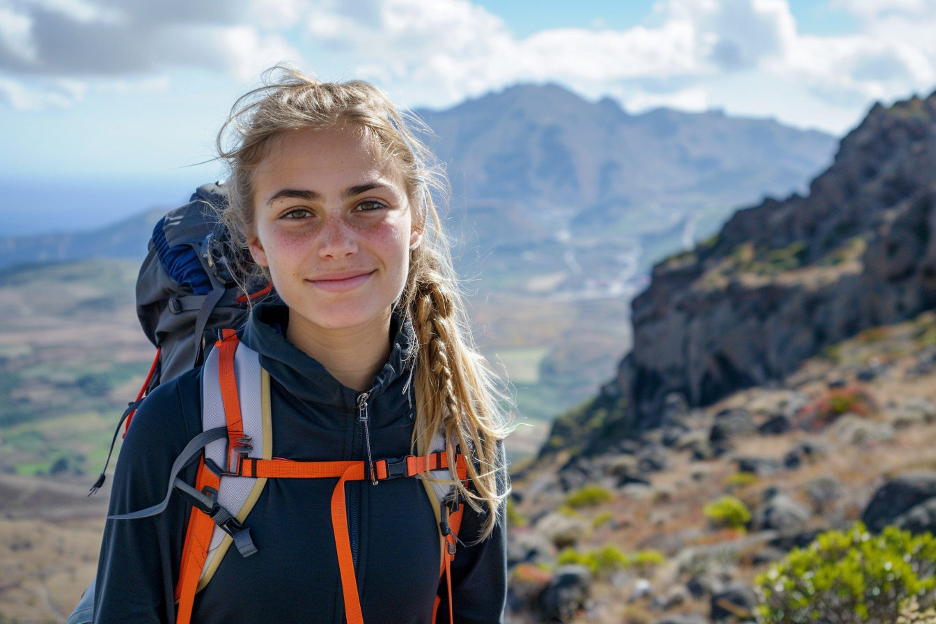 Image gratuite Jeune femme sur un sentier de montagne 1