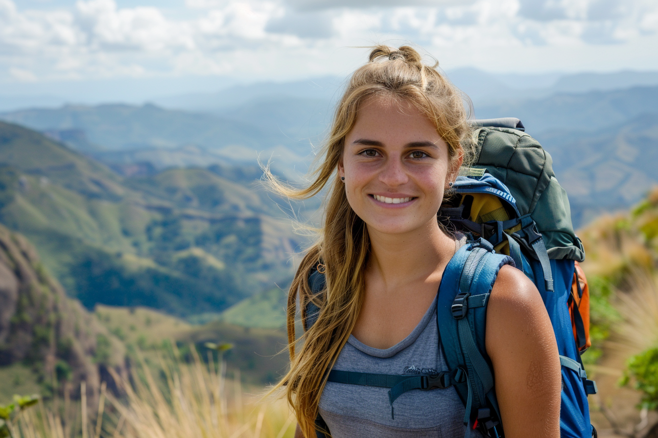 Image gratuite Jeune femme sur un sentier de montagne 2