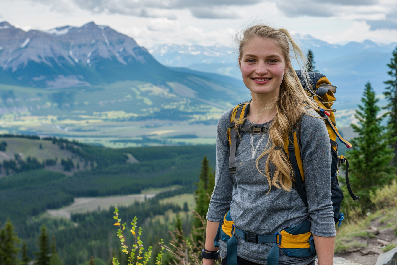 Image gratuite Jeune femme sur un sentier de montagne 3