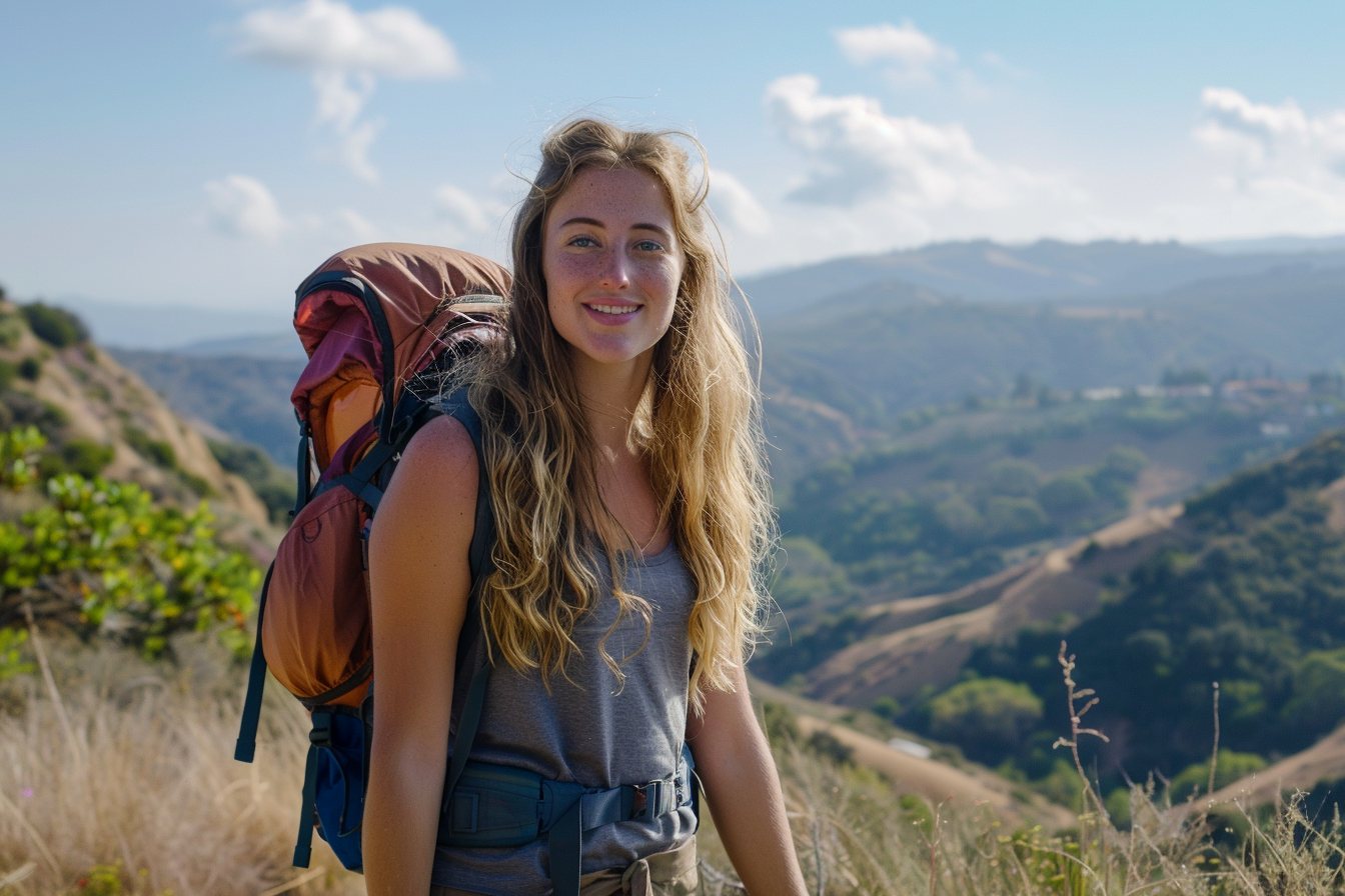 Image gratuite Jeune femme sur un sentier de montagne 4