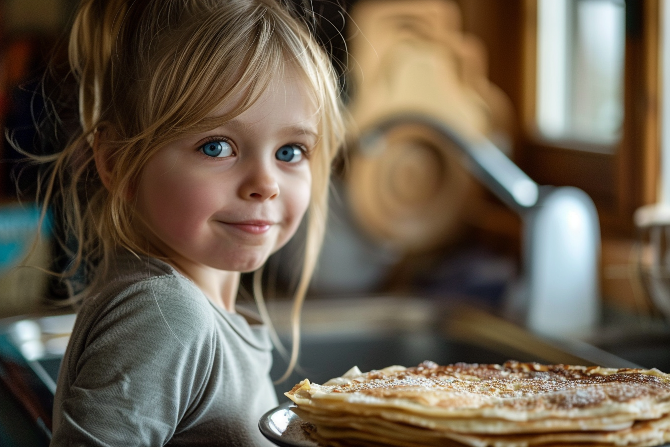 Image gratuite Jeune fille aide mère faire crêpes Chandeleur 2