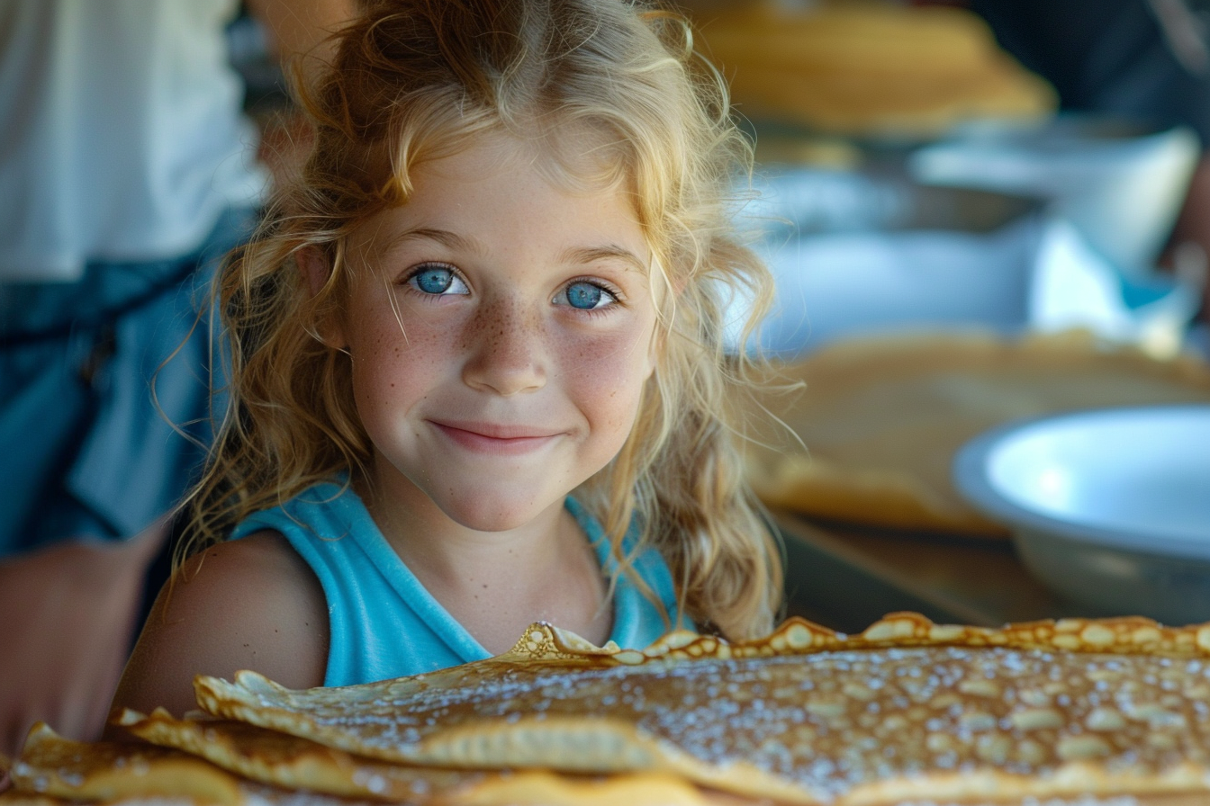 Image gratuite Jeune fille aide mère faire crêpes Chandeleur 3