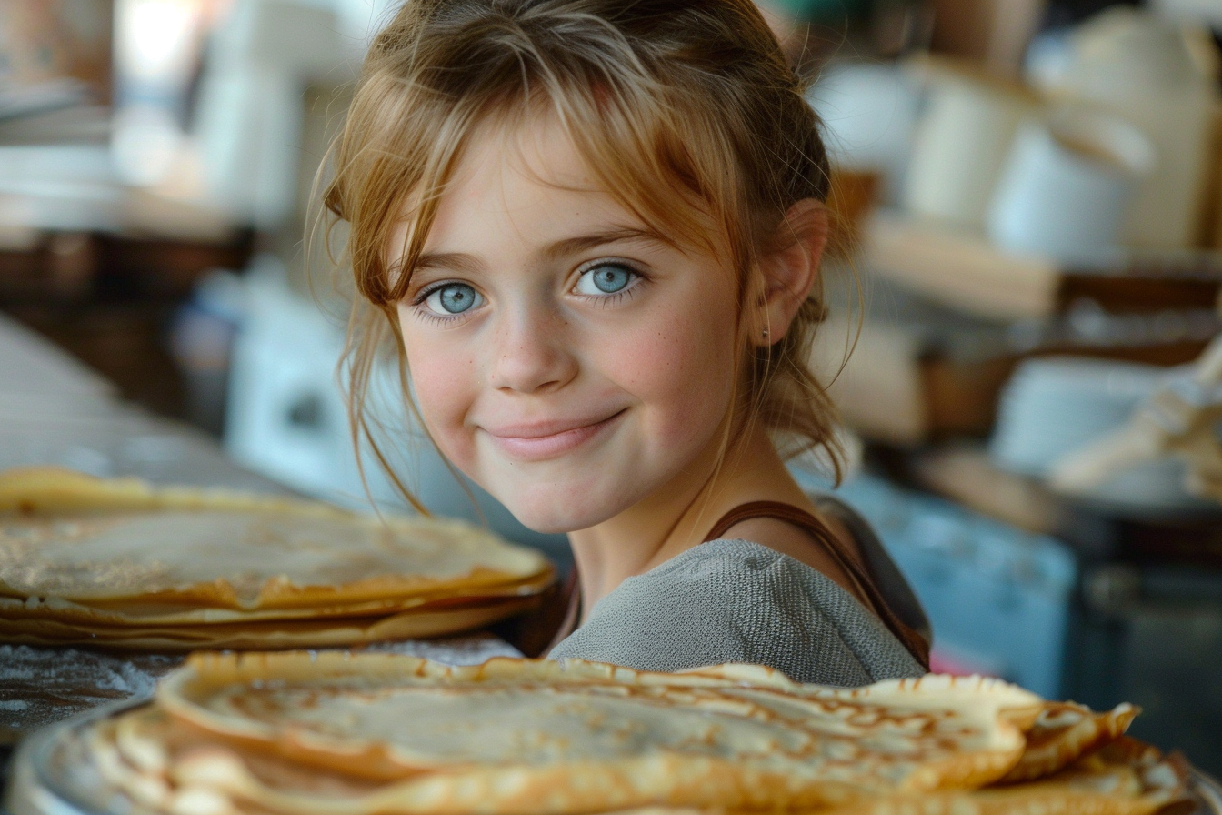 Image gratuite Jeune fille aide mère faire crêpes Chandeleur 4