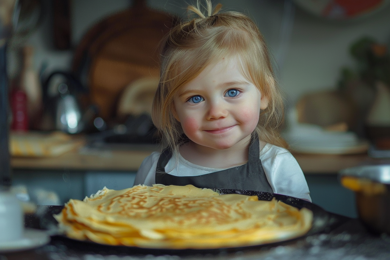 Image gratuite Jeune fille aide mère faire crêpes Chandeleur 5