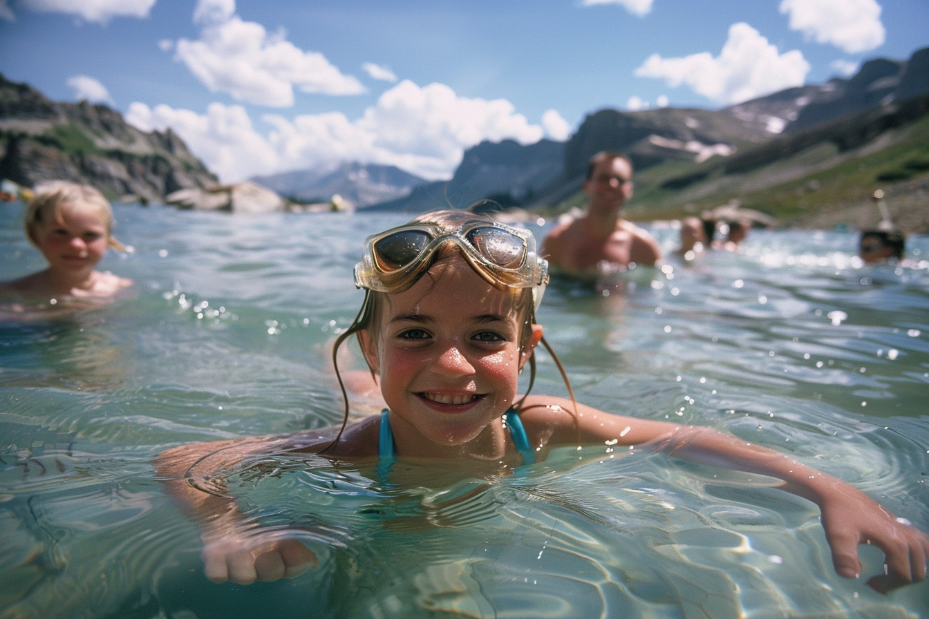 Image gratuite Jeune fille nageant dans un lac de montagne 1