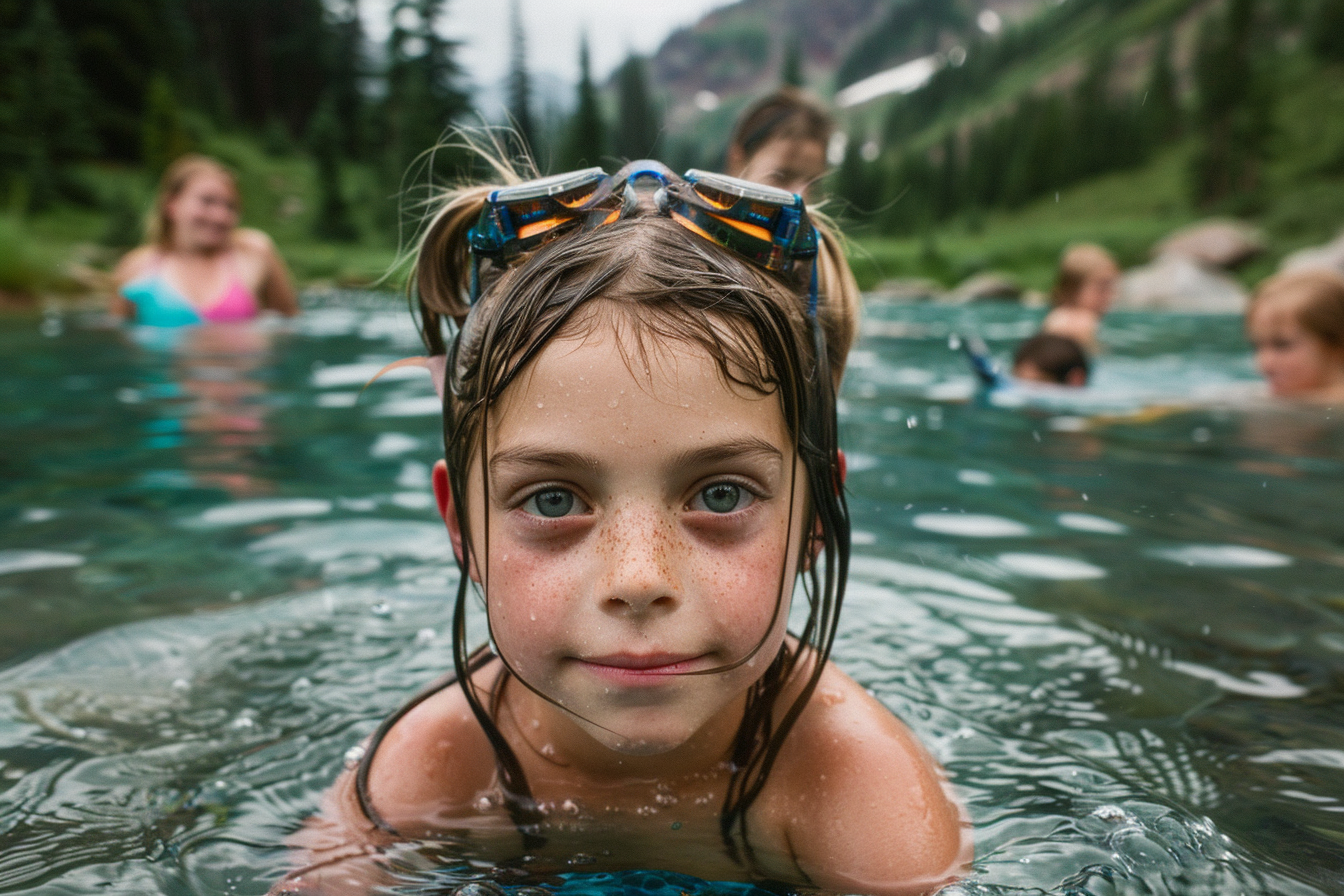 Image gratuite Jeune fille nageant dans un lac de montagne 2