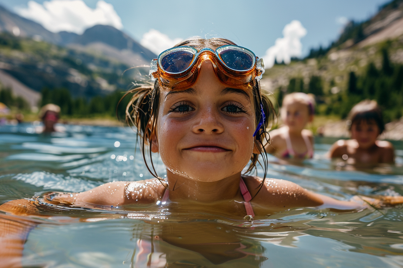 Image gratuite Jeune fille nageant dans un lac de montagne 3
