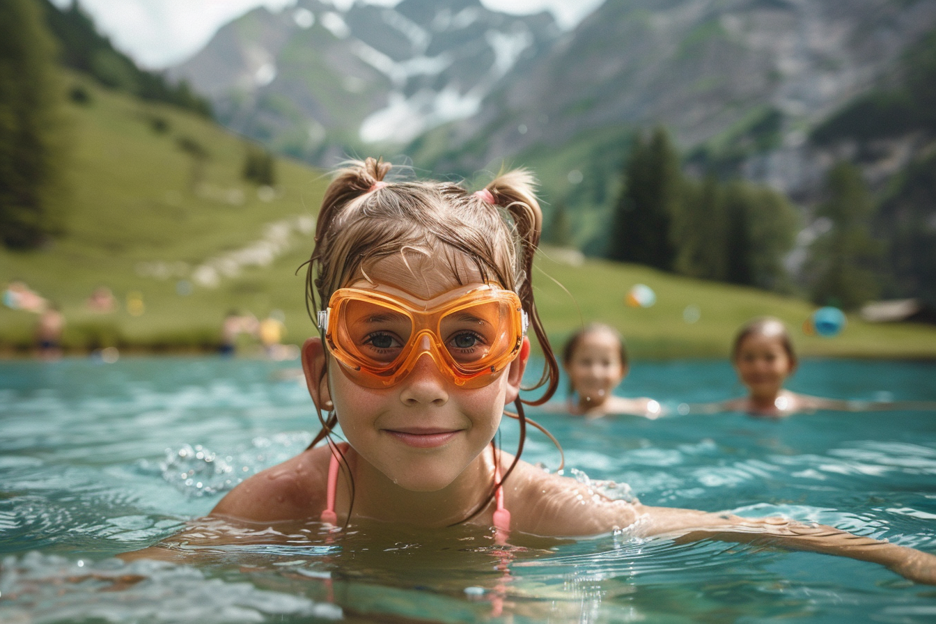 Image gratuite Jeune fille nageant dans un lac de montagne 4