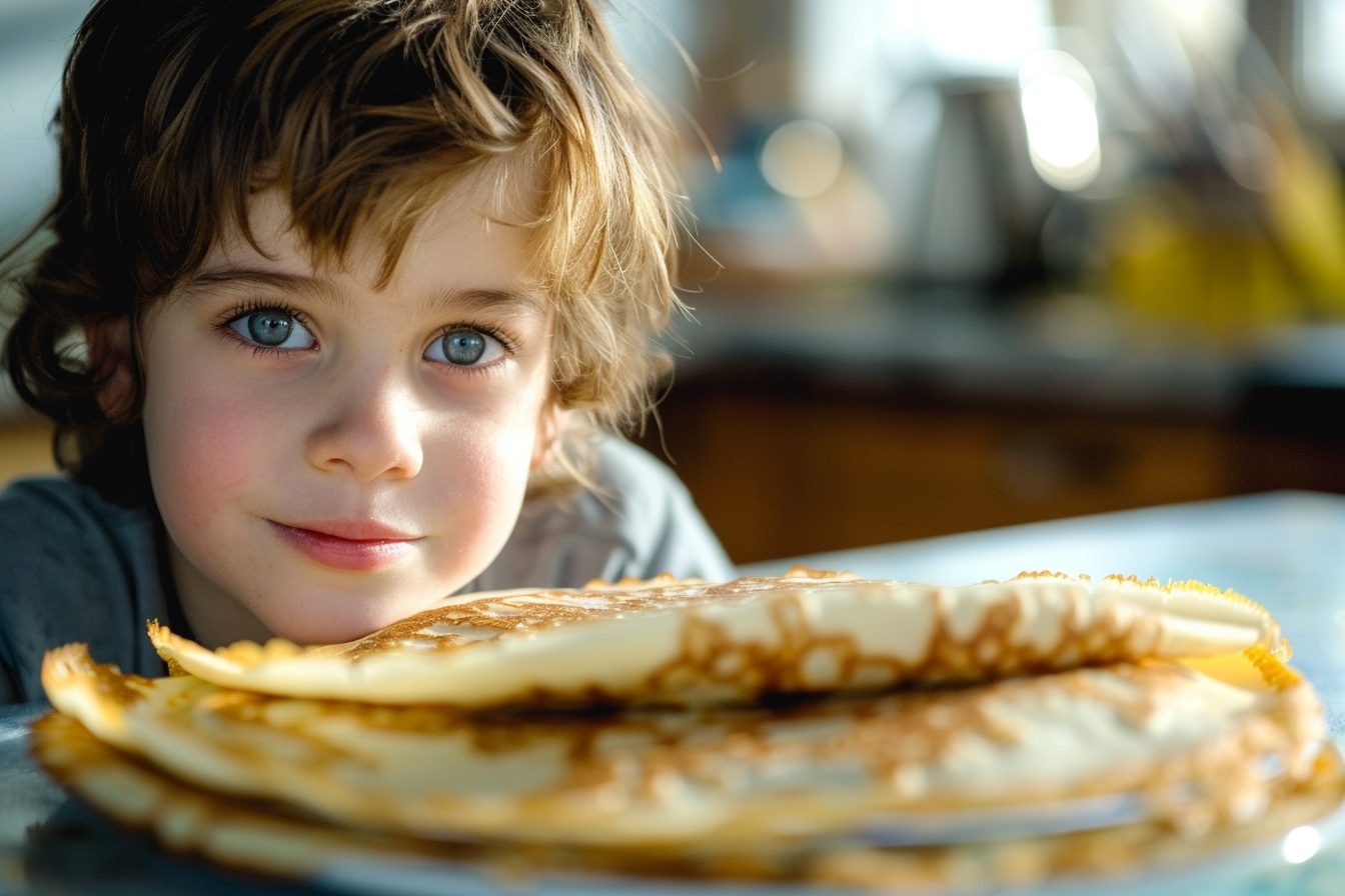 Image gratuite Jeune garçon attend son tour faire crêpes Chandeleur 2