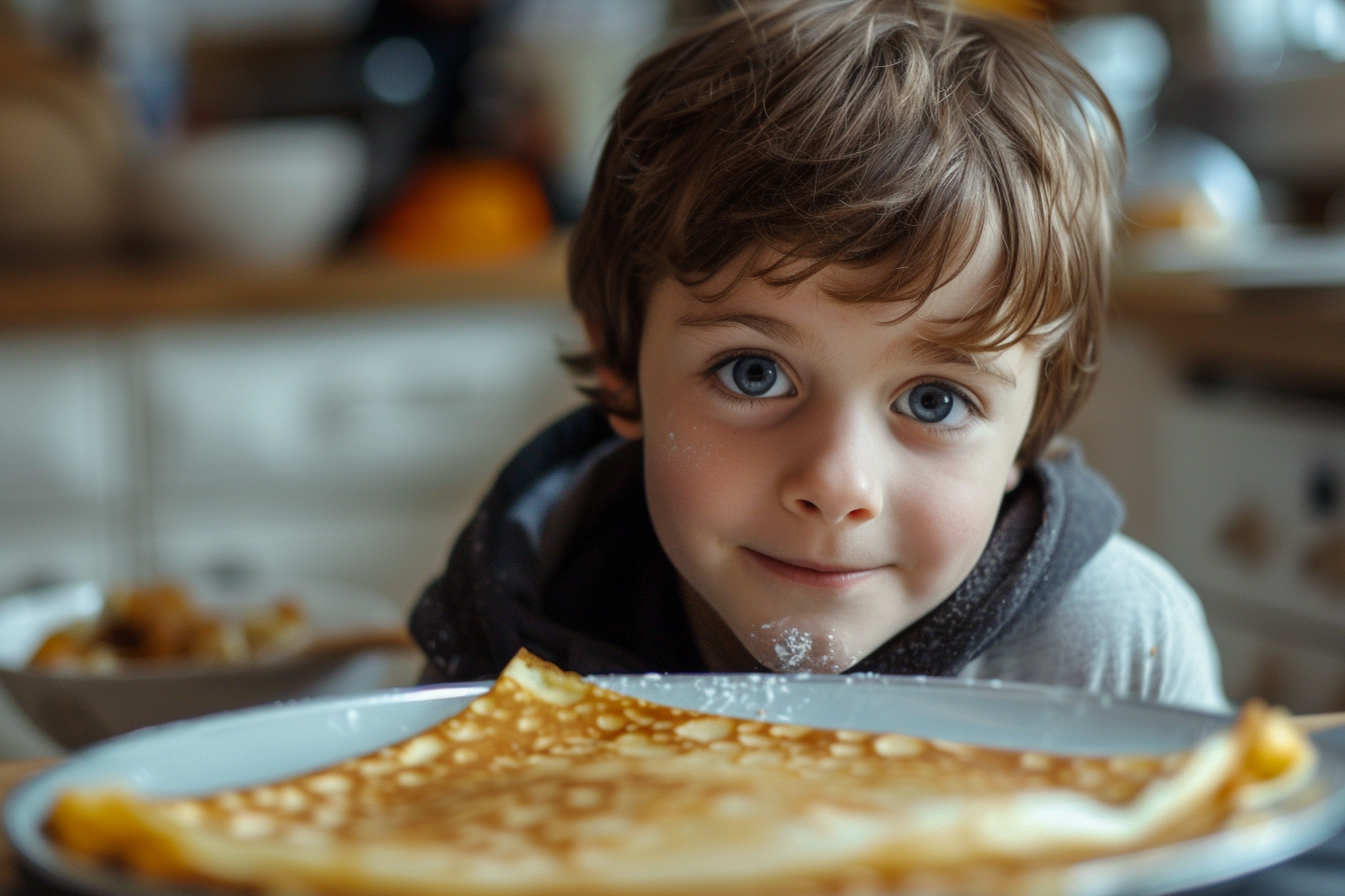 Image gratuite Jeune garçon attend son tour faire crêpes Chandeleur 4