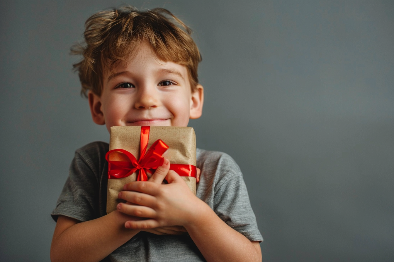 Image gratuite Jeune garçon avec cadeau 1