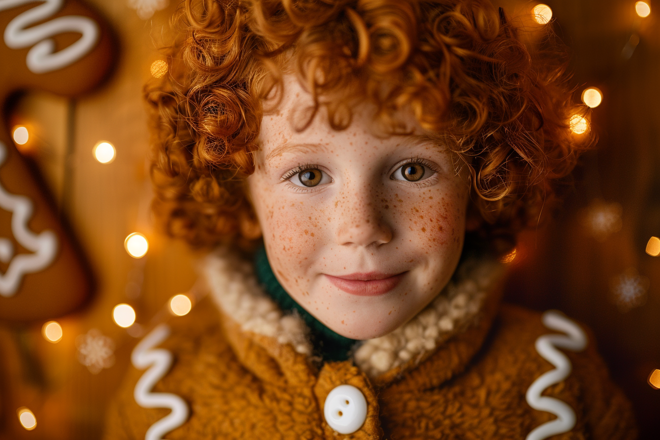 Image gratuite Jeune garçon bonhomme de pain d&rsquo;épice sur fond pain d&rsquo;épice 1