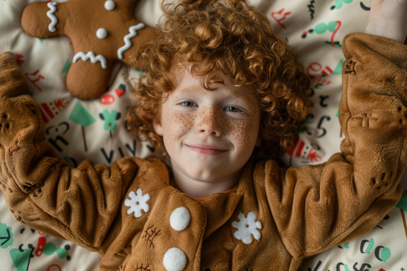 Image gratuite Jeune garçon bonhomme de pain d&rsquo;épice sur fond pain d&rsquo;épice 3