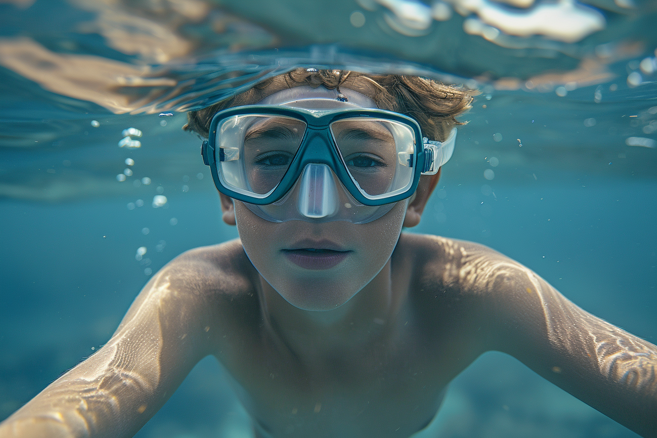 Image gratuite Jeune garçon nageant sous l&rsquo;eau et explorant la vie marine 6