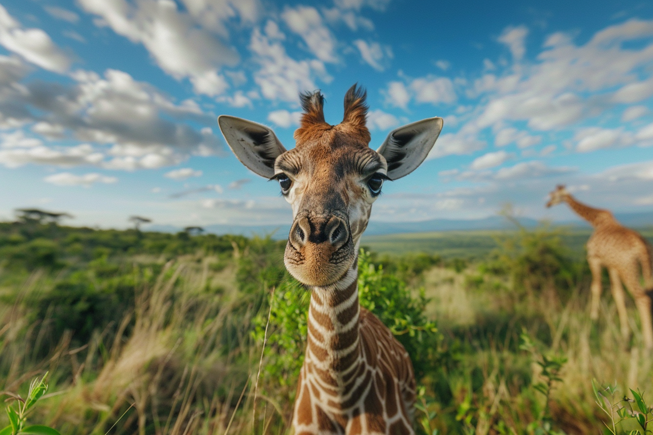 Image gratuite Jeune girafe explorant son environnement 3