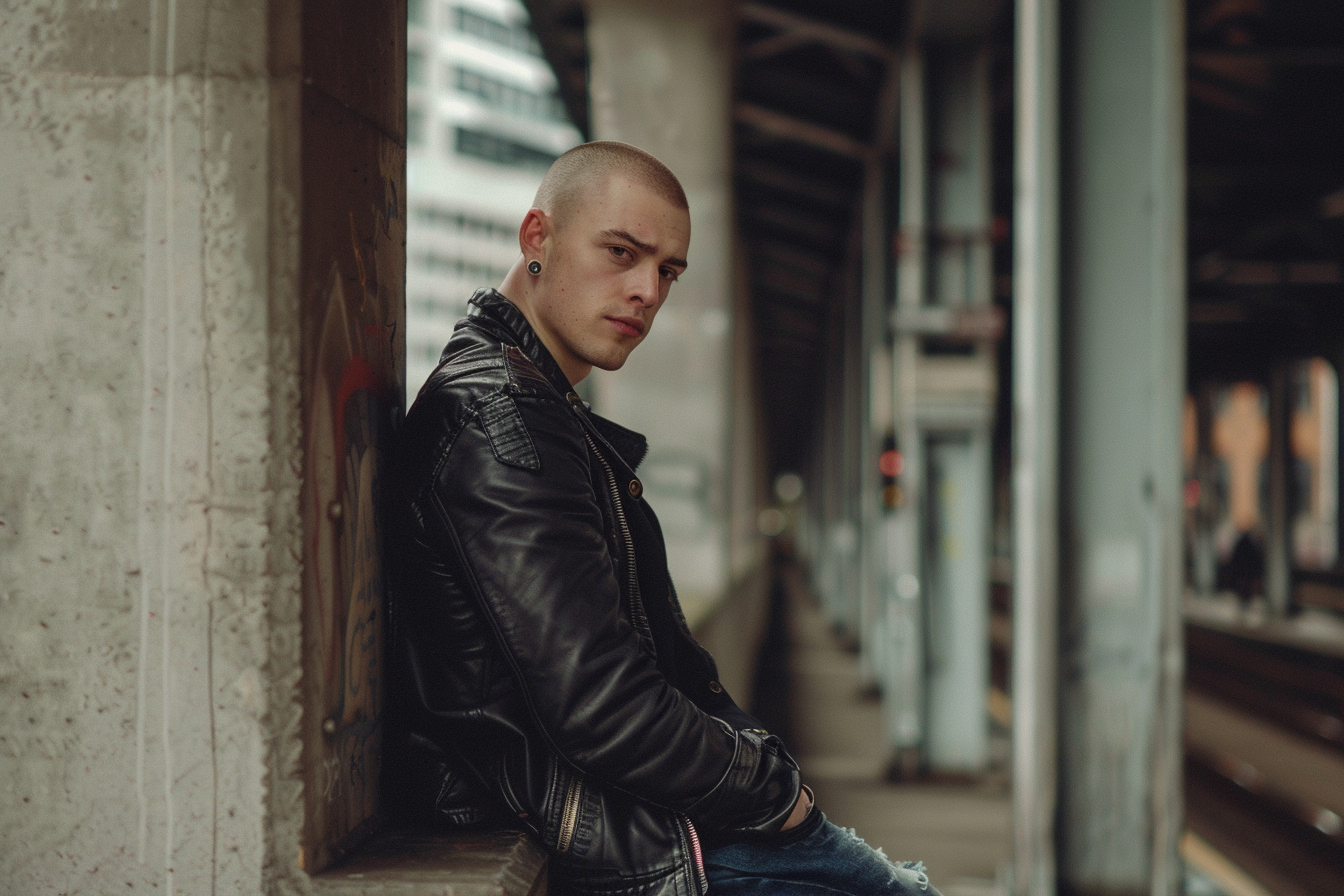 Image gratuite Jeune homme appuyé contre un pilier à la gare 2