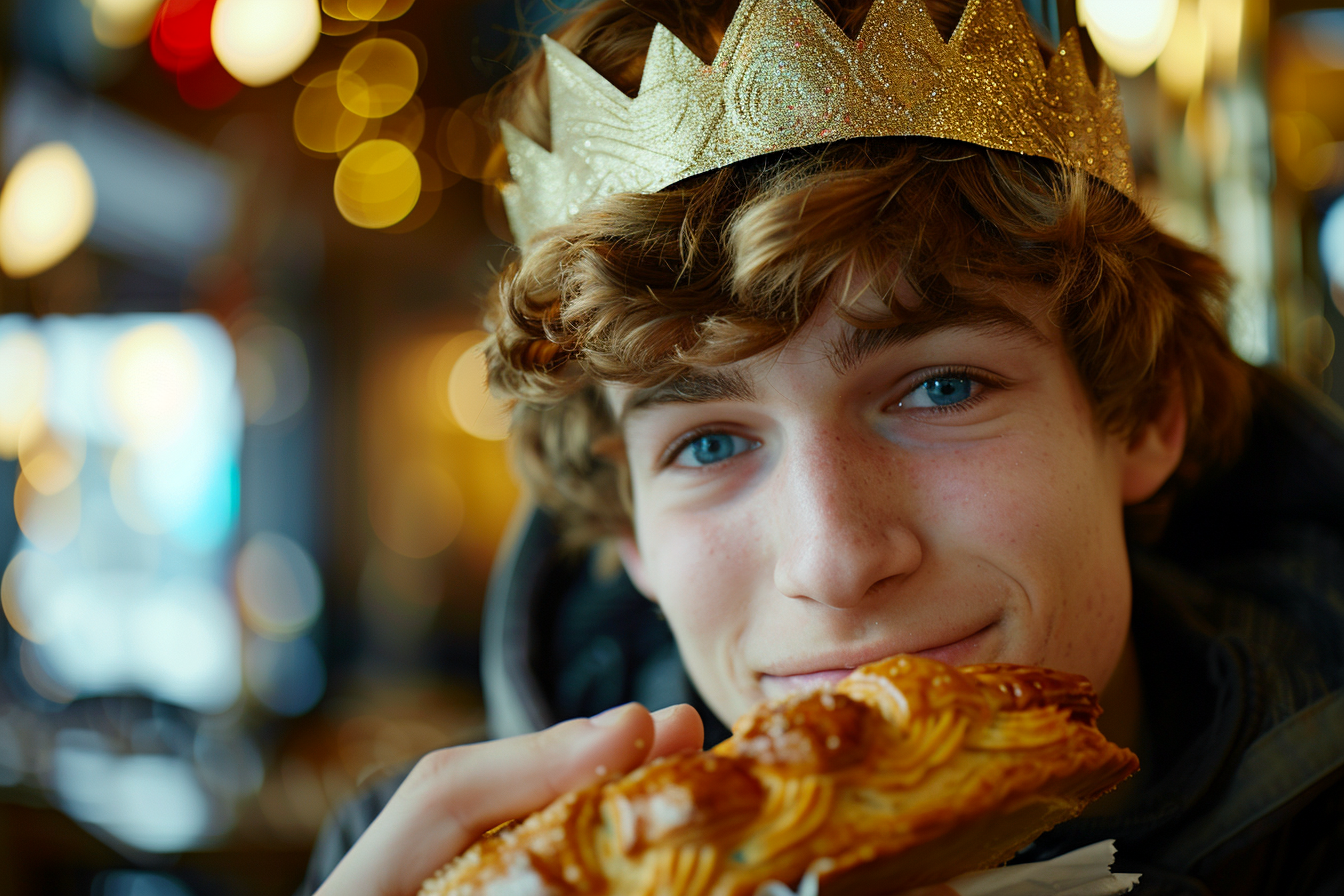 Image gratuite Jeune homme déguste Galette des Rois 4