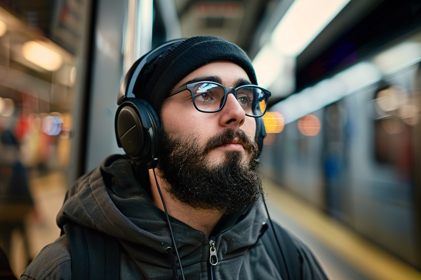 Image gratuite Jeune homme écoutant de la musique à la gare 2
