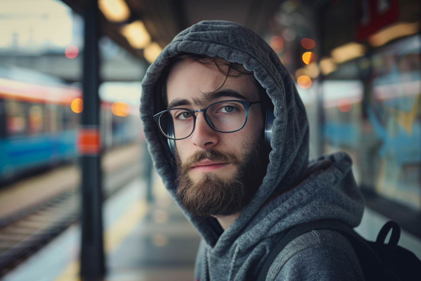 Image gratuite Jeune homme écoutant de la musique à la gare 3