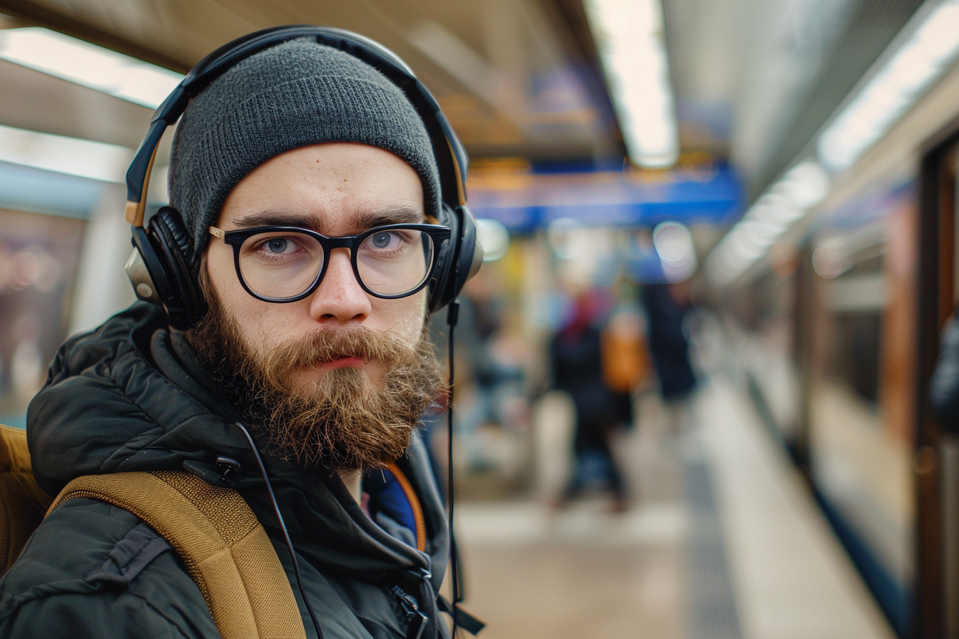 Image gratuite Jeune homme écoutant de la musique à la gare 4