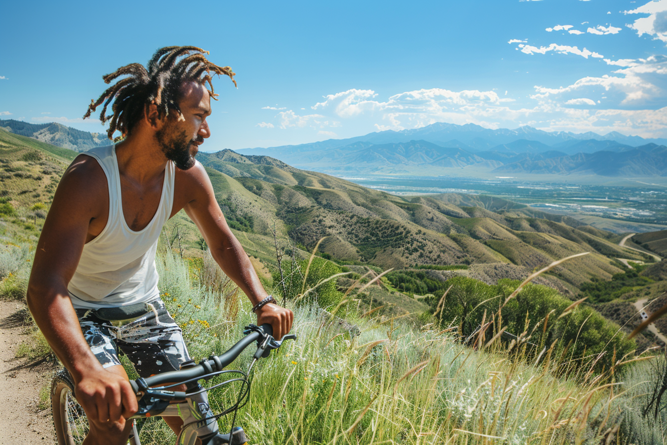 Image gratuite Jeune homme faisant du vélo sur un sentier de montagne 2