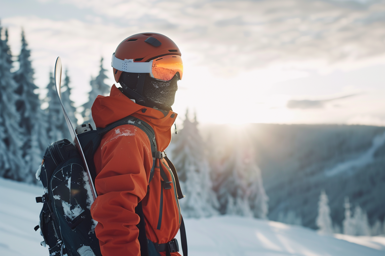 Image gratuite Jeune homme prêt à faire du snowboard en montagne 1