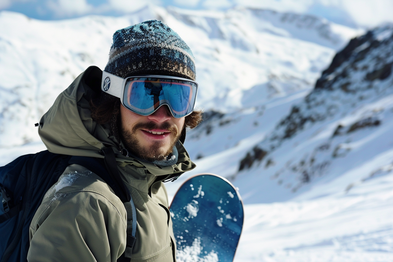 Image gratuite Jeune homme prêt à faire du snowboard en montagne 5