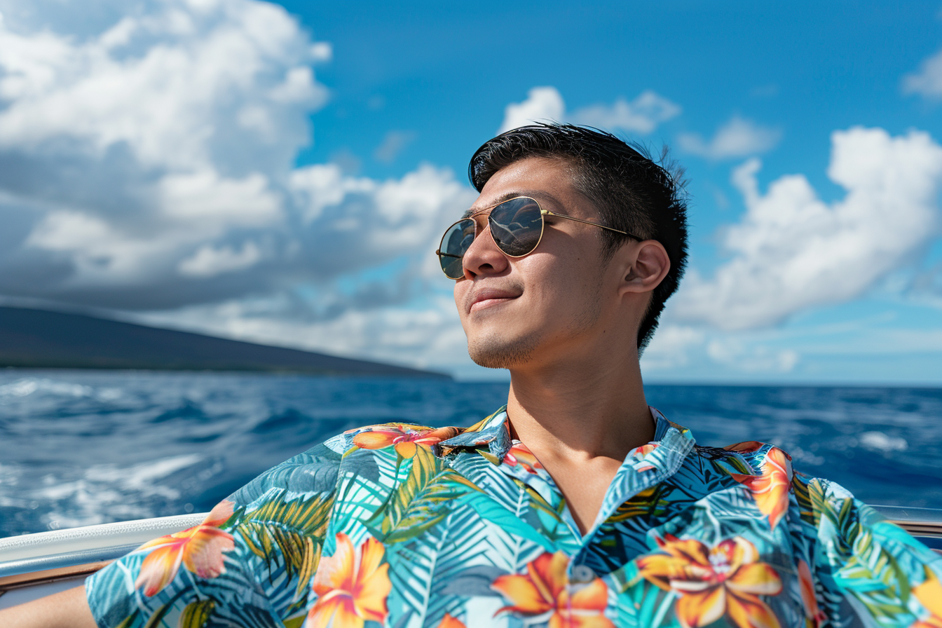 Image gratuite Jeune homme relaxant sur un bateau rapide avec l&rsquo;océan autour 10